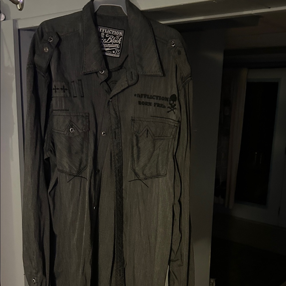 Affliction Men's Dark Gray Military Jacket